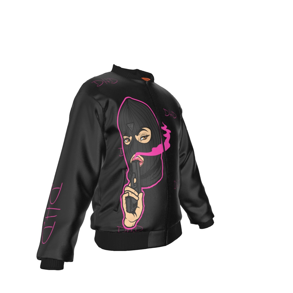 Lady Robber Dhd Black Bomber Jacket With with Sleeve Pocket